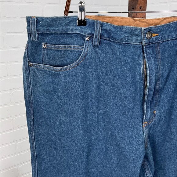 Duluth Jeans Men 46x30 ACT 44x27 Blue Gusset Cotton Flannel‎ Lined Heavy Chore - Picture 2 of 11